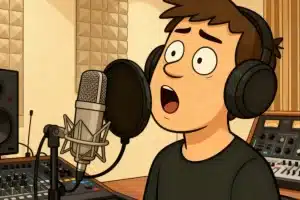 Vocal recording in recording studio