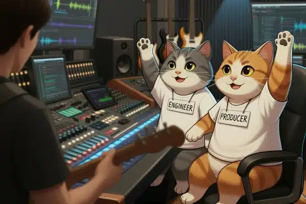 Music Producer and Sound Engineer in a Recording Studio